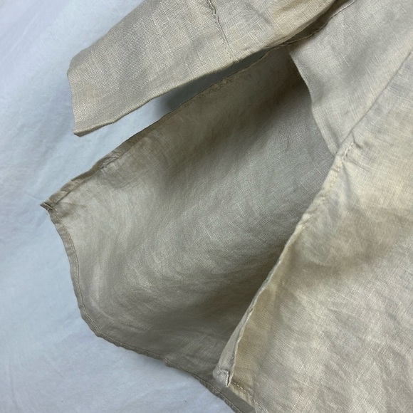 NWT ZARA 100% Linen Button-Down Asymmetrical Shirt in Taupe Gray - Picture 4 of 10